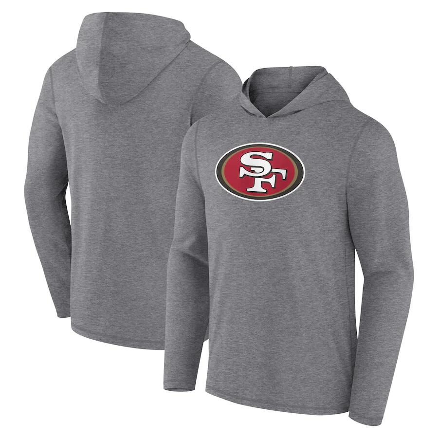 Men's San Francisco 49ers Heather Gray Primary Logo Long Sleeve Hoodie T-Shirt